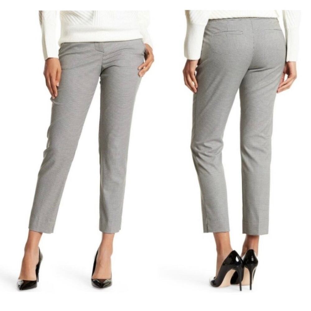 Trina Turk Houndstooth Ankle Pants Black White Stretch Business Preppy Size 4